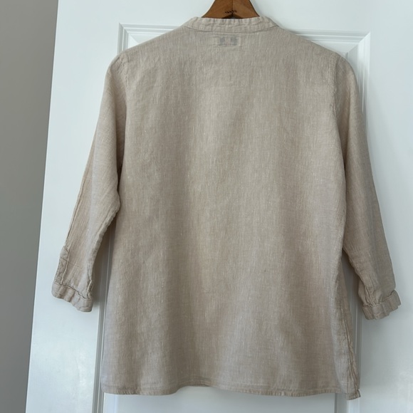 Vineyard Vines Oatmeal Linen/Cotton Peasant Blouse Sz Lg + MEASUREMENTS! - Picture 6 of 10